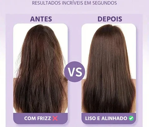 Cabelo com frizz e cabelo alinhado